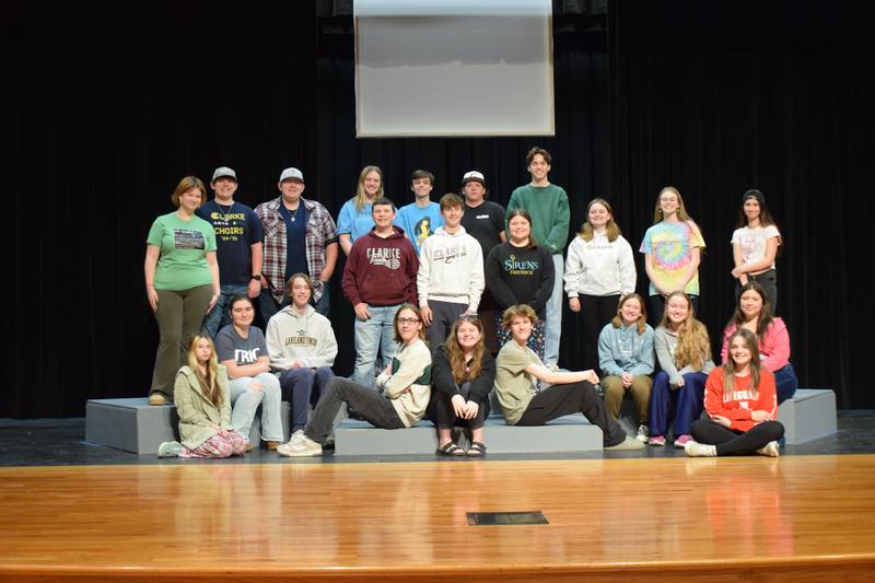 Members of Clarke drama’s “Trap,” which will be performed next Friday and Saturday.