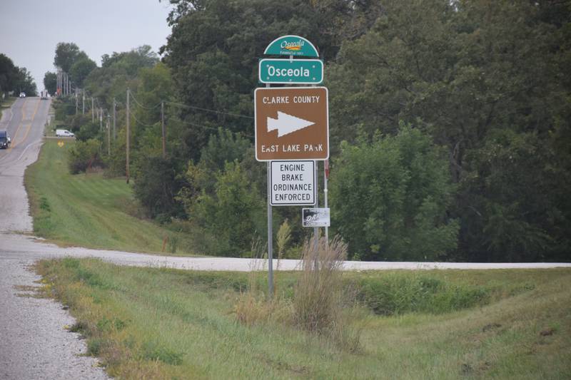An engine brake ordinance sign on the east edge of Osceola.