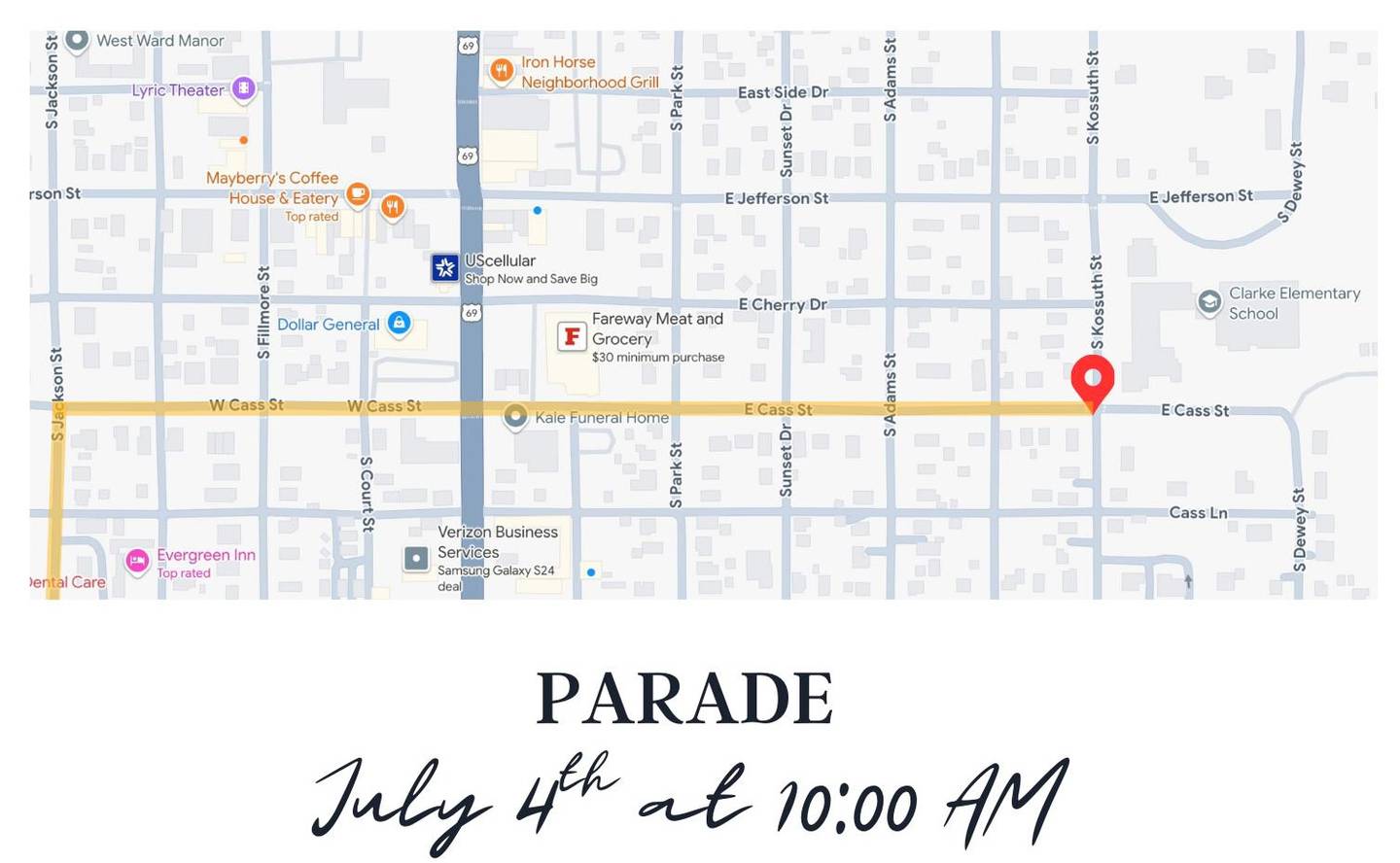 2025 Osceola Fourth of July parade route.