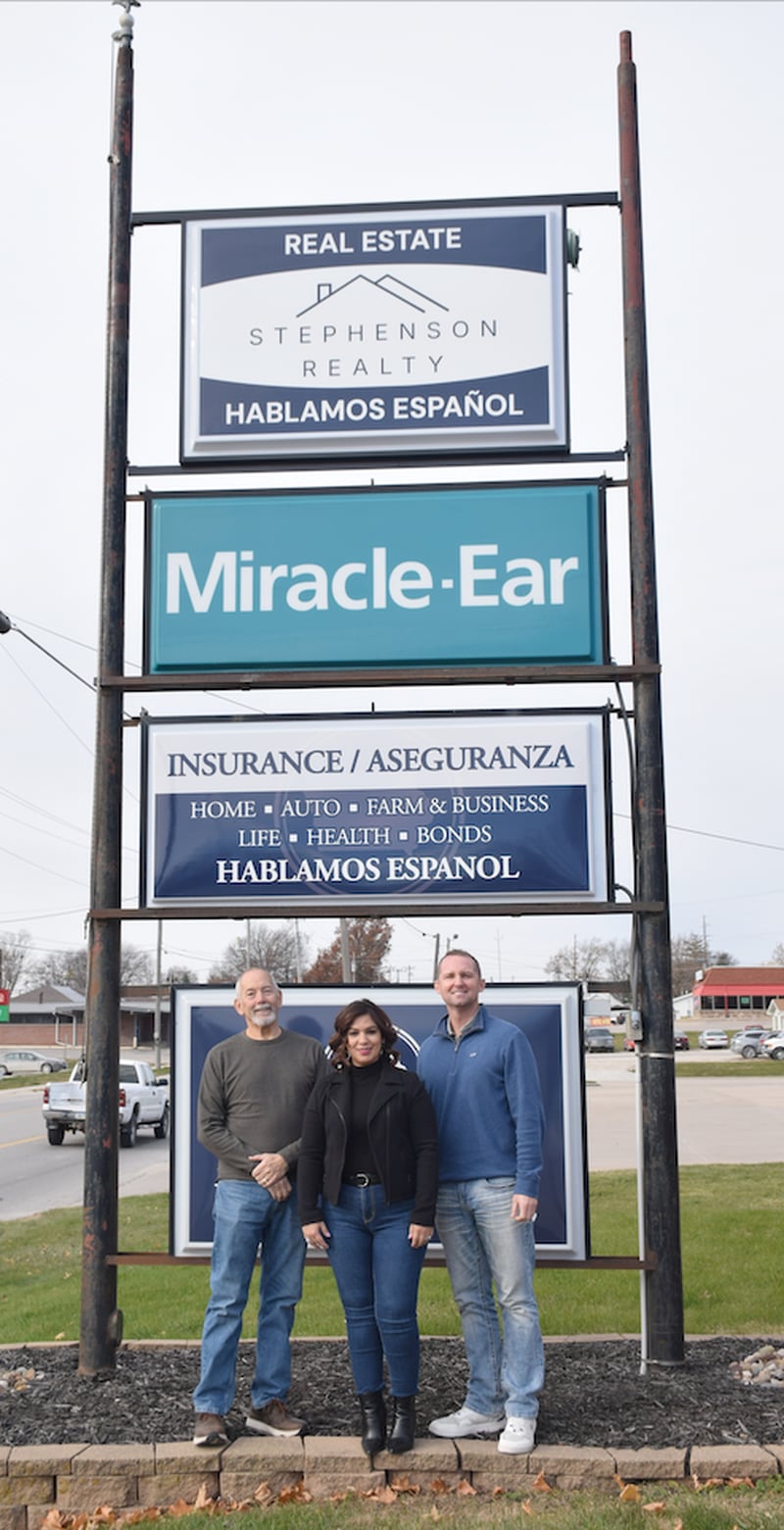 Stephenson Realty is now open offering real estate services. They are located at 605 W. McLane St. with Stephenson Insurance Group. Pictured from left to right are agents Ed Buesch and Elizabeth Herrera, and owner Josh Stephenson.