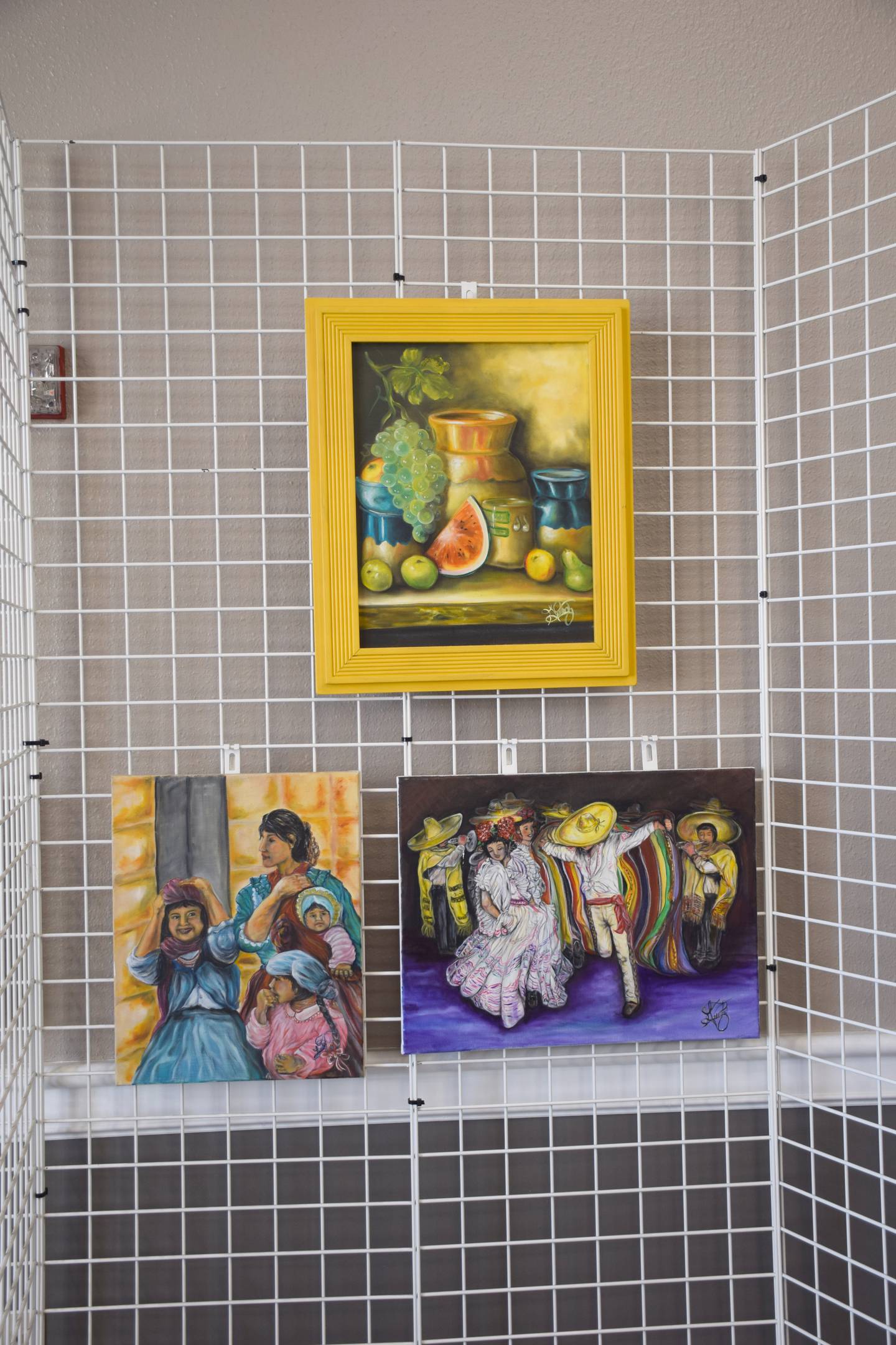 Some of Lupita Gutierrez's artwork at Lakeside Hotel Casino.