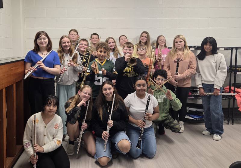 Members of the sixth grade band who participated in the solo and ensemble festival.