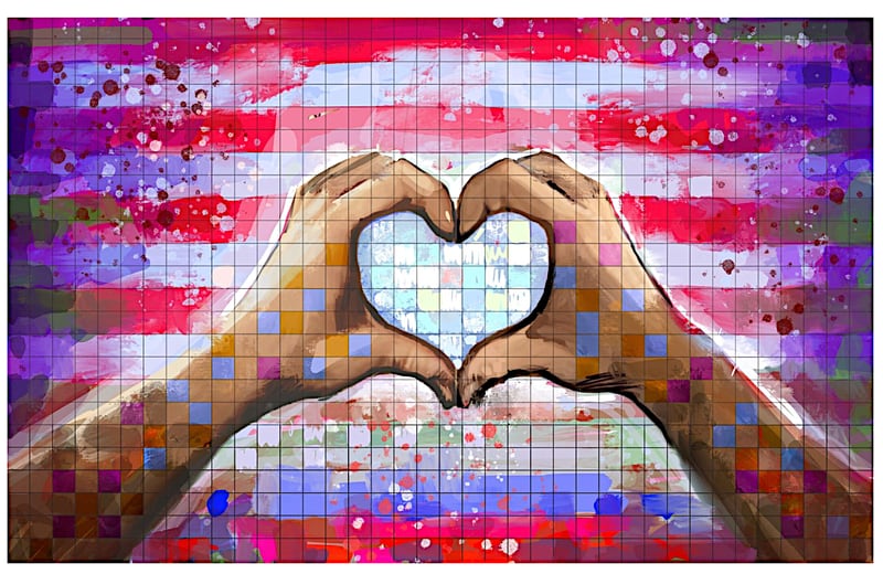 The finished community mosaic mural will look like this.