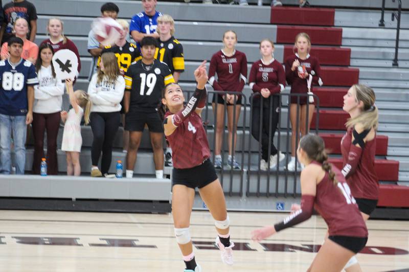 Victoria Rosales bumps the volleyball.