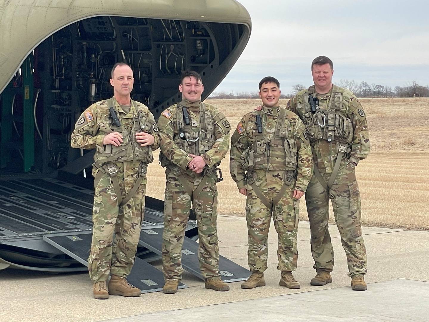 Crew of “Night Long” (from left): CW5 Cory Crain, 2LT Isaac Lewis, SGT Cedric Kuesel, SSG Larry Goodwin.