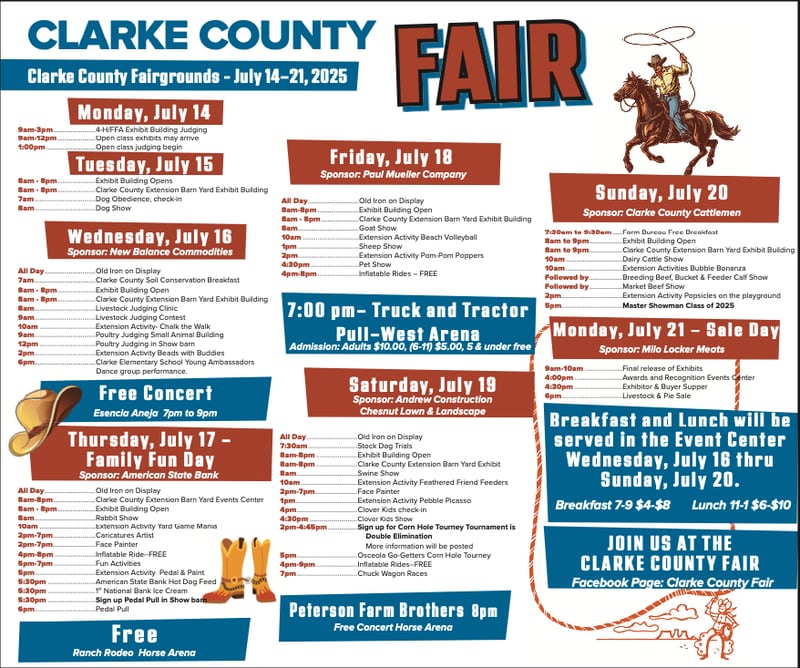 2025 Clarke County Fair schedule.