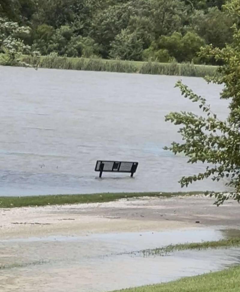 Water levels at Q-Pond rose during the heavy rains on Aug. 7.