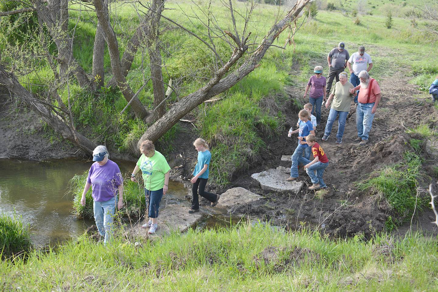 Crossing a creek.