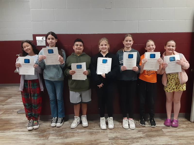 Four, fifth grade band performances received Outstanding Performances at the Clarke Elementary event held March 27. Pictured left to right are: Bella Patino, Rachell Pino and Jose Gonzalez Zamarripa, clarinet and alto saxophone trio; Abby Basset, clarinet solo; Kaelie Halvorson and Gracie Graves, trumpet duet and Olivia Nelson, baritone solo.