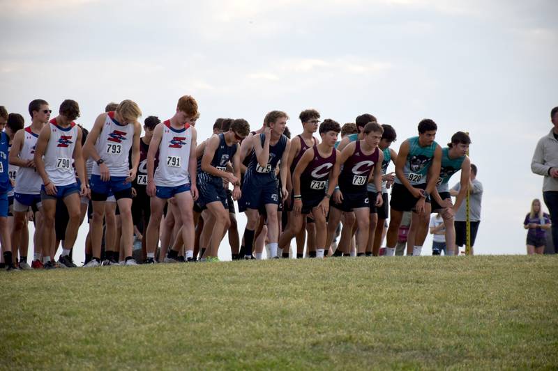 Clarke boys cross country team wait for the starting pistol.