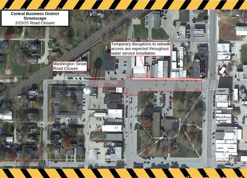 A section of W. Washington St. will now be closed as crews work on removing pavement and updating service lines.