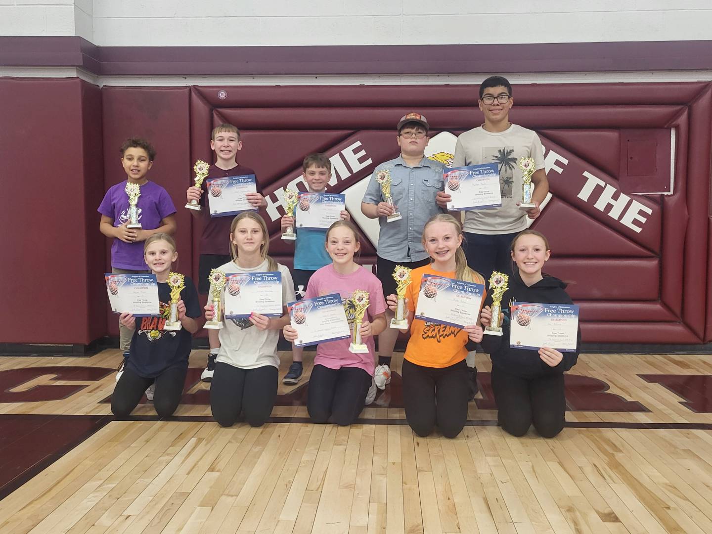 Pictured are the individual age winners, who will advance to Districts on Feb. 9. Front row l-r: Haylee Ahrens, 9; Vivian Hawxby, 13; Gracie Graves, 10; Rylee Nelsen, 11; Ava McGuire, 12. Back row l-r: Amari Nathaniel, 11; Oliver Rychnovsky, 10; Ricky Barnes, 9; Nolan Short, 12; Matthew Magallon, 14. Not pictured: Ajae Mendenhall, 13