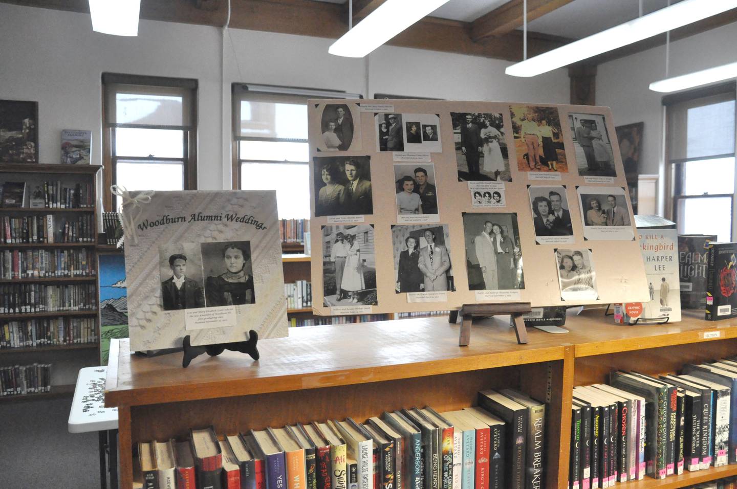 One of the Woodburn history displays at the Osceola Public Library.